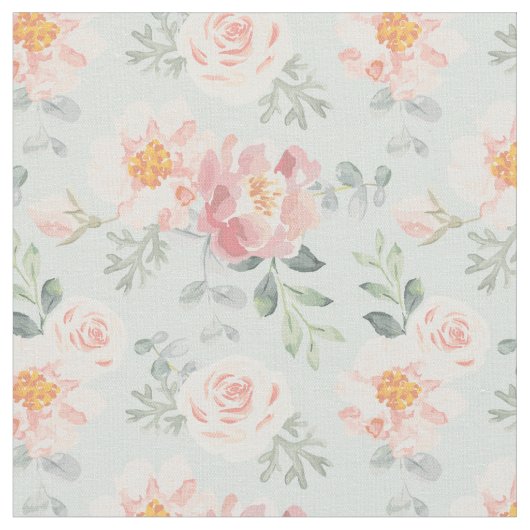 Pink Rose Pastel Garden Muster Stoff (Nahaufnahme)