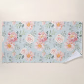 Pink Rose Pastel Garden Muster Strandtuch (Vorderseite)