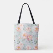 Pink Rose Pastel Garden Muster Tasche (Rückseite)