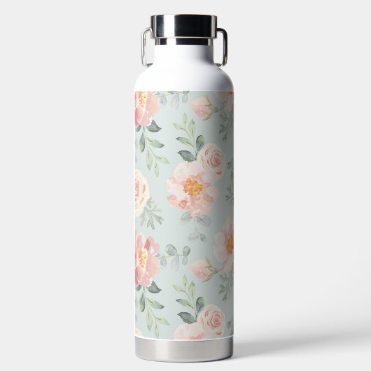 Pink Rose Pastel Garden Muster Trinkflasche (Vorderseite)