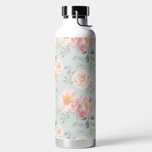 Pink Rose Pastel Garden Muster Trinkflasche (links)