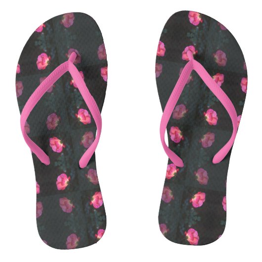 Pink Rose Pattern with Pink Strap Badesandalen (Fußbett)