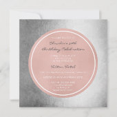Pink Rose Pearly Blush Black Gray Metallic Circle Einladung (Vorderseite)