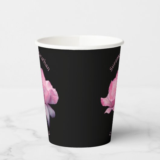 Pink Rose Personalisiert Wedding Bridal Pappbecher (Links)
