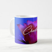 Pink Rose Personalizable Name Kaffeemaschine Tasse (Vorderseite Links)