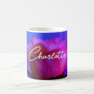 Pink Rose Personalizable Name Kaffeemaschine Tasse