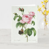 Pink Rose Pierre-Joseph Redoute Grußkarte Karte (Gelbe Blume)
