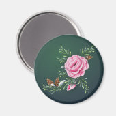 PINK ROSE & PINE von SHARON SHARPE Magnet (Vorderseite/Rückseite)