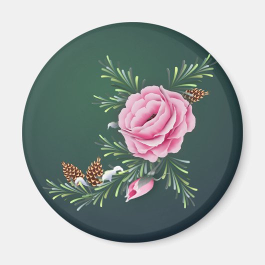PINK ROSE & PINE von SHARON SHARPE Magnet (Vorne)