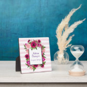 Pink Rose & Poppy Blumenstrauß auf rosa Streifen Fotoplatte (InSitu)