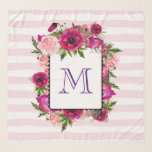 Pink Rose & Poppy Blumenstrauß auf rosa Streifen Schal<br><div class="desc">Mit Monogramm Chiffonschal mit Blumenstrauß aus hellrosa Rose und dunkelrosa Pappeln mit üppig grünen Blätter. Ein überlagerter Rahmen,  um Ihren personalisierten Monogramm-Buchstaben hineinzustecken. Der Hintergrund ist ein weiches pastellrosa gestreiftes Muster.</div>