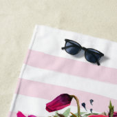 Pink Rose & Poppy Blumenstrauß auf rosa Streifen Strandtuch (Beispiel)