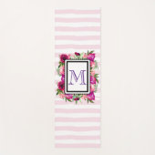 Pink Rose & Poppy Blumenstrauß auf rosa Streifen Yogamatte (Vorderseite)