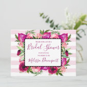 Pink Rose & Poppy Bouquet Brautparty Einladung (Stehend Vorderseite)