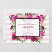 Pink Rose & Poppy Bouquet Brautparty Einladung (Rückseite)