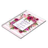 Pink Rose & Poppy Bouquet Brautparty Notizblock (Linke Seite)