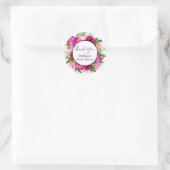 Pink Rose & Poppy Bouquet Brautparty Runder Aufkleber (Tasche)