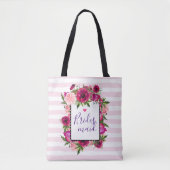 Pink Rose & Poppy Bouquet Bridesmaid Tasche (Vorderseite)