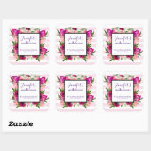 Pink Rose & Poppy Bouquet Business Website Quadratischer Aufkleber (Blatt)