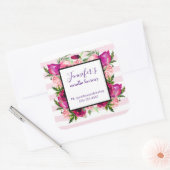 Pink Rose & Poppy Bouquet Business Website Quadratischer Aufkleber (Umschlag)