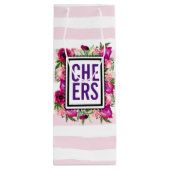 Pink Rose & Poppy Bouquet Cheers Geschenktüte Für Weinflaschen (Rückseite)