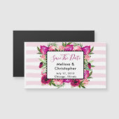 Pink Rose & Poppy Bouquet Hochzeitstag Magnetkarte (Vorne/Hinten)