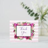 Pink Rose & Poppy Bouquet Party Dank Postkarte (Stehend Vorderseite)