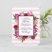 Pink Rose & Poppy Bouquet Wedding Einladung (Stehend Vorderseite)