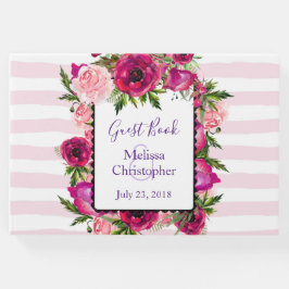 Pink Rose & Poppy Bouquet Wedding Gästebuch