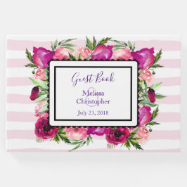 Pink Rose & Poppy Bouquet Wedding Gästebuch