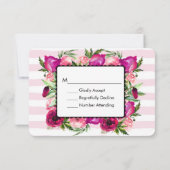 Pink Rose & Poppy Bouquet Wedding RSVP Karte (Rückseite)