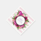 Pink Rose & Poppy Bouquet Wedding Serviette (Ecke)