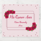 Pink Rose Quinceañera Alkoholflaschenetikett (Einzelnes Label)