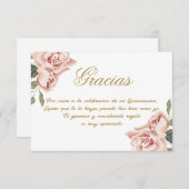 Pink Rose Quinceañera Danke Karte (Vorne/Hinten)