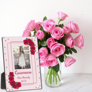 Pink Rose Quinceañera Fotoplatte