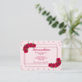 Pink Rose Quinceañera Unterkunft Begleitkarte (Stehend Vorderseite)