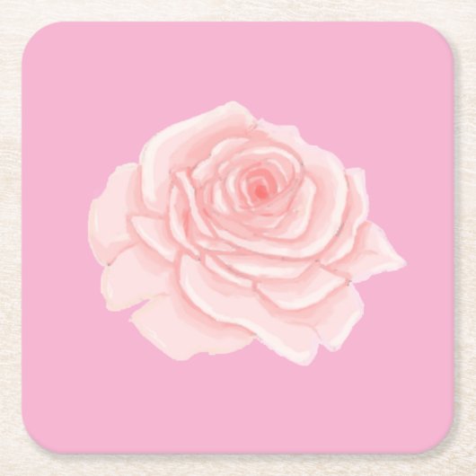 Pink rose rechteckiger pappuntersetzer (Vorderseite)