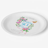 Pink Rose Ribbon 50th Birthday Pappteller (Schrägansicht)