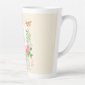 Pink Rose Ribbon Chic Monogram Beige Latte Tasse (Rechts)
