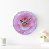Pink Rose Round Wall Clock Große Wanduhr (Zuhause)