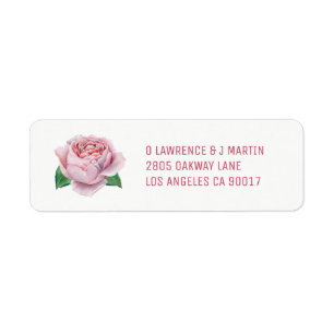PInk Rose Rücksendeadressen-Aufkleber