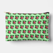 Pink Rose Seamless Pattern on Light Green Pouch Zubehörtasche (Vorderseite)
