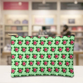 Pink Rose Seamless Pattern on Light Green Pouch Zubehörtasche