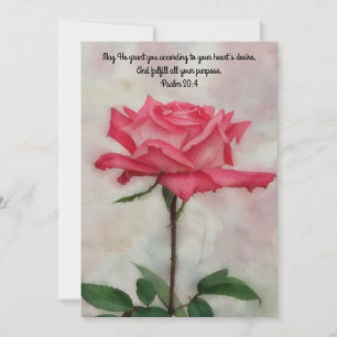 Pink Rose Sessing Faith Flat Note Card Dankeskarte