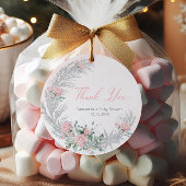 Pink Rose Silver Winter Thank you Geschenkanhänger