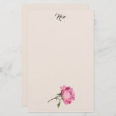 Pink Rose Stationery Briefpapier (Vorne/Hinten)