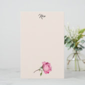 Pink Rose Stationery Briefpapier (Stehend Vorderseite)