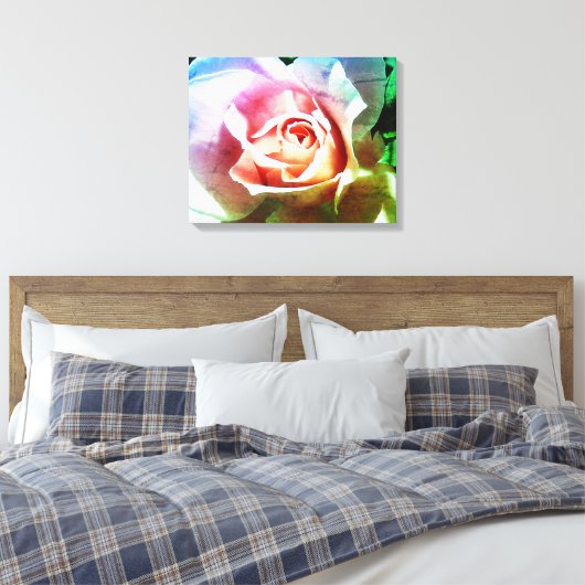 Pink Rose überwölbte Leinwand Print (Insitu (Schlafzimmer))