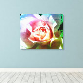Pink Rose überwölbte Leinwand Print (Insitu (Holzboden))