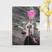 Pink Rose und Driftwood Vielen Dank Karte (Gelbe Blume)